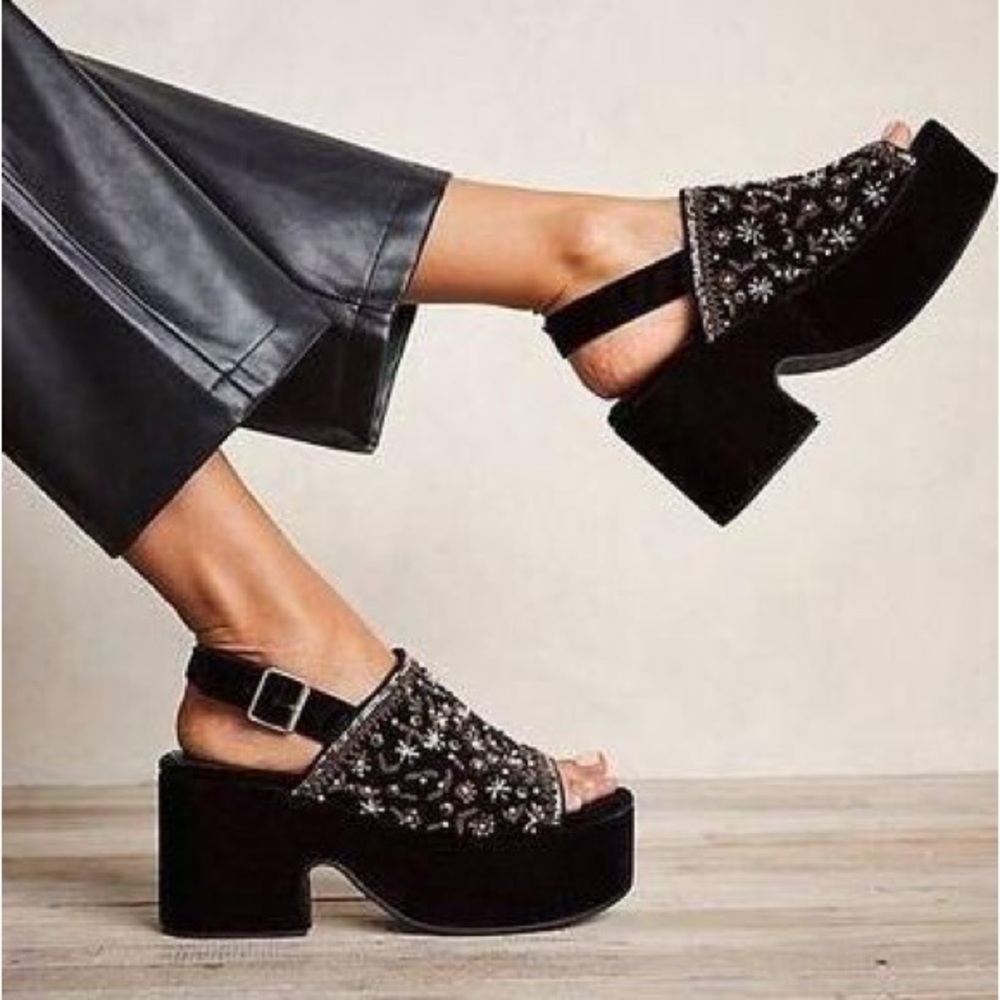 Free People Embellished Nicola Wedge Sandals